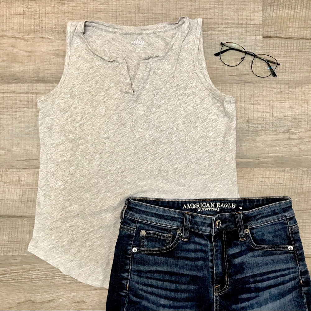 CLOSING SALE 🚨 NY&COMPANY Grey Soho V Neck Basic Tank Top